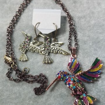 Hummingbird Necklace and Earrings