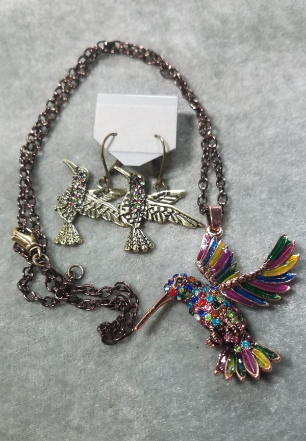 Hummingbird Necklace and Earrings