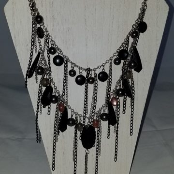 2 Strand Chain and Bead Necklace