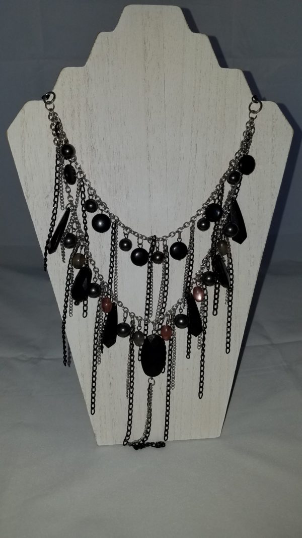 2 Strand Chain and Bead Necklace