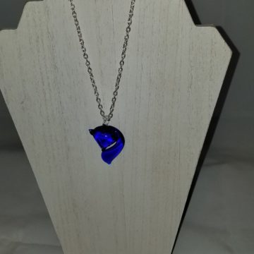 Blue Glass Fox Shape Necklace