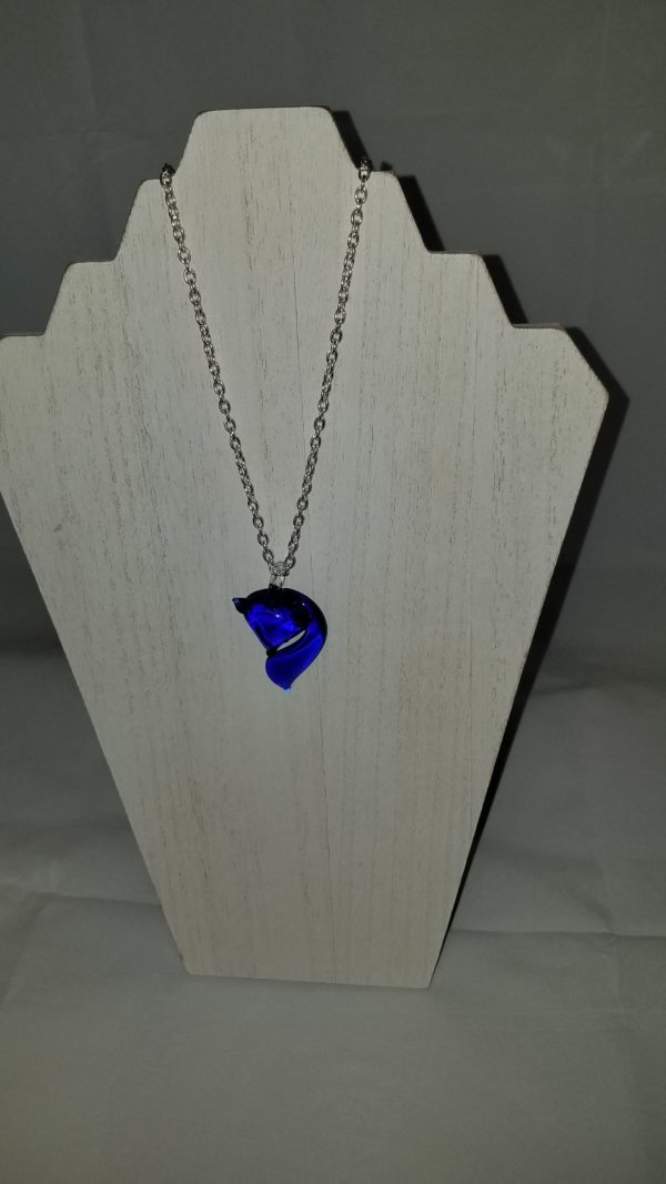 Blue Glass Fox Shape Necklace