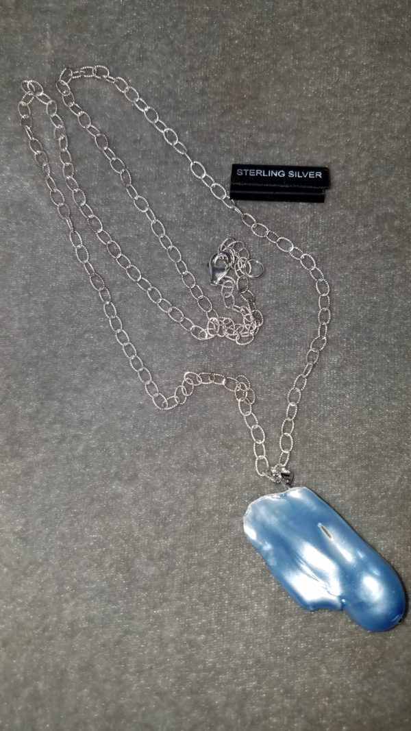 Blue Blister Pearl on Sterling Silver