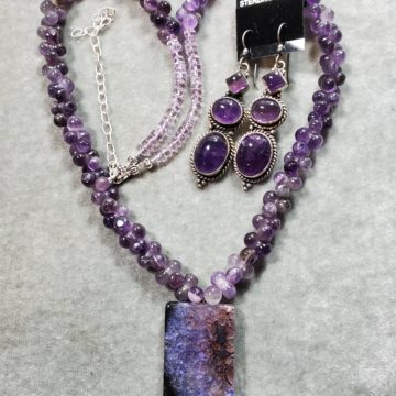 Amethyst and Sterling Silver necklace and Earrings